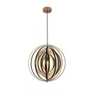 Függesztett lámpa tömör barnásfekete fa E27, 60W, Ø435 mm - WRE071