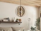 Függesztett lámpa tömör barnásfekete fa E27, 60W, Ø500 mm - WRE072