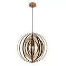 Függesztett lámpa tömör barnásfekete fa E27, 60W, Ø500 mm - WRE072