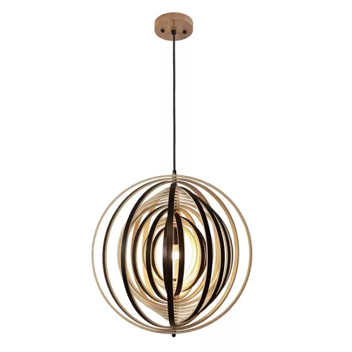 Függesztett lámpa tömör barnásfekete fa E27, 60W, Ø500 mm - WRE072