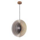 Függesztett lámpa tömör barnásfekete fa E27, 60W, Ø500 mm - WRE072