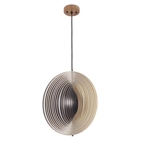 Függesztett lámpa tömör barnásfekete fa E27, 60W, Ø500 mm - WRE072