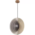 Függesztett lámpa tömör barnásfekete fa E27, 60W, Ø590 mm - WRE073