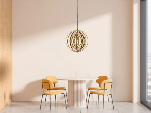 Függesztett lámpa tömör barnásfekete fa E27, 60W, Ø590 mm - WRE073