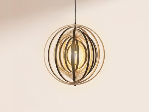 Függesztett lámpa tömör barnásfekete fa E27, 60W, Ø590 mm - WRE073