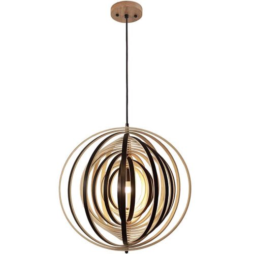 Függesztett lámpa tömör barnásfekete fa E27, 60W, Ø590 mm - WRE073