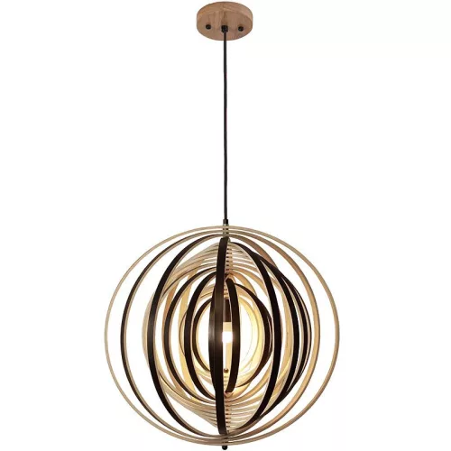 Függesztett lámpa tömör barnásfekete fa E27, 60W, Ø590 mm - WRE073