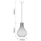 Tömör fa függőlámpa E27 foglalat, max. 60W, 310x450 mm - WRE081