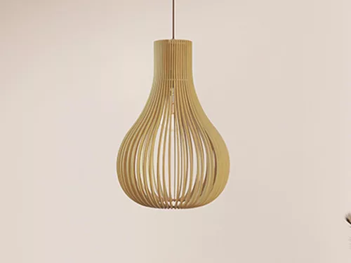 Tömör fa függőlámpa E27 foglalat, max. 60W, 380x550 mm - WRE082