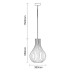Tömör fa függőlámpa E27 foglalat, max. 60W, 380x550 mm - WRE082