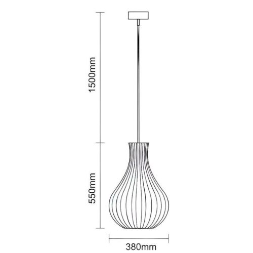 Tömör fa függőlámpa E27 foglalat, max. 60W, 380x550 mm - WRE082