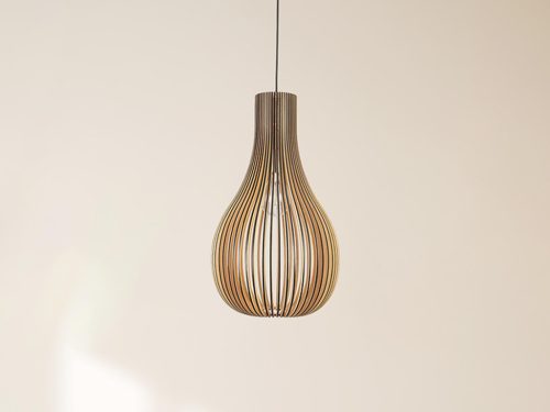 Függesztett lámpa tömör barnásfekete fa E27, 60W, 310x450 mm - WRE091