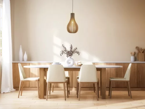 Függesztett lámpa tömör barnásfekete fa E27, 60W, 310x450 mm - WRE091