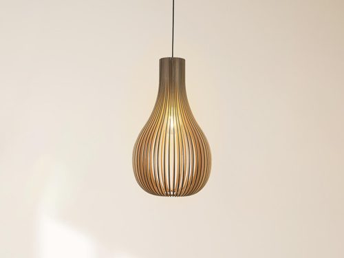 Függesztett lámpa tömör barnásfekete fa E27, 60W, 310x450 mm - WRE091