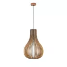 Függesztett lámpa tömör barnásfekete fa E27, 60W, 310x450 mm - WRE091