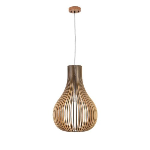 Függesztett lámpa tömör barnásfekete fa E27, 60W, 310x450 mm - WRE091