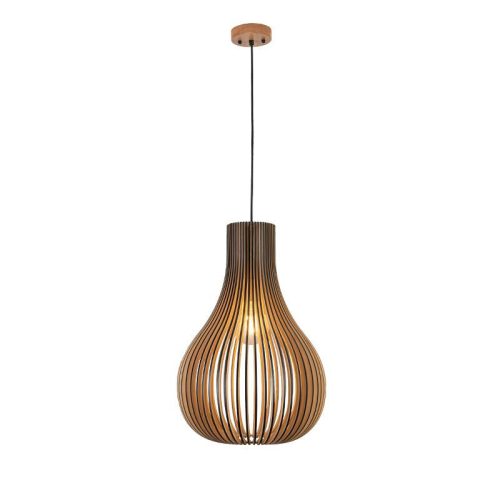 Függesztett lámpa tömör barnásfekete fa E27, 60W, 310x450 mm - WRE091