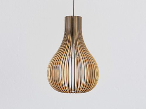 Függesztett lámpa tömör barnásfekete fa E27, 60W, 380x550 mm - WRE092