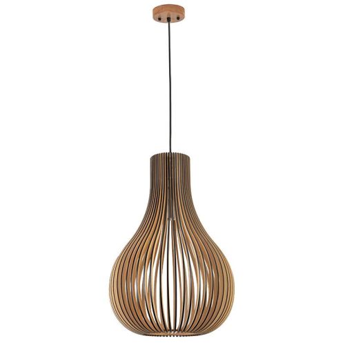 Függesztett lámpa tömör barnásfekete fa E27, 60W, 380x550 mm - WRE092