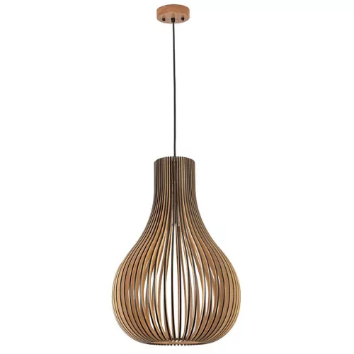 Függesztett lámpa tömör barnásfekete fa E27, 60W, 380x550 mm - WRE092