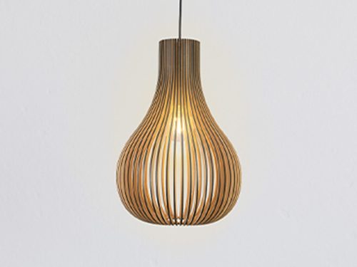 Függesztett lámpa tömör barnásfekete fa E27, 60W, 380x550 mm - WRE092