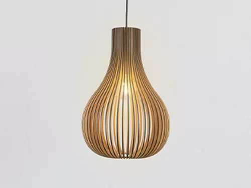 Függesztett lámpa tömör barnásfekete fa E27, 60W, 380x550 mm - WRE092