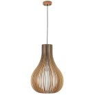 Függesztett lámpa tömör barnásfekete fa E27, 60W, 380x550 mm - WRE092