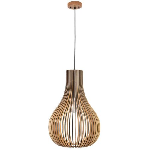 Függesztett lámpa tömör barnásfekete fa E27, 60W, 380x550 mm - WRE092