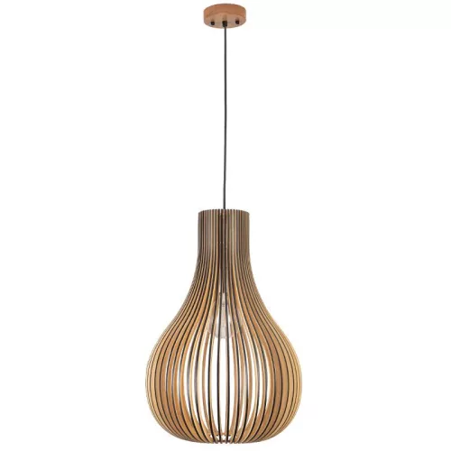 Függesztett lámpa tömör barnásfekete fa E27, 60W, 380x550 mm - WRE092