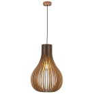 Függesztett lámpa tömör barnásfekete fa E27, 60W, 380x550 mm - WRE092