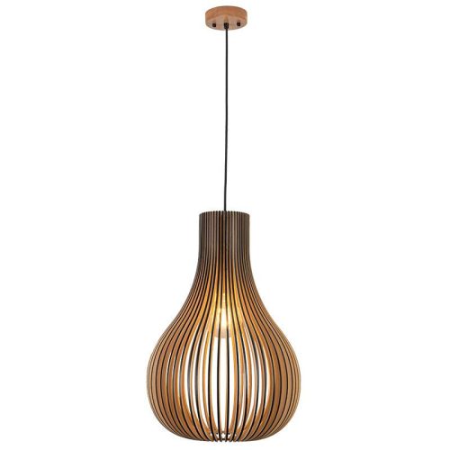 Függesztett lámpa tömör barnásfekete fa E27, 60W, 380x550 mm - WRE092