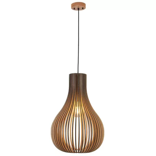 Függesztett lámpa tömör barnásfekete fa E27, 60W, 380x550 mm - WRE092