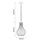 Függesztett lámpa tömör barnásfekete fa E27, 60W, 380x550 mm - WRE092