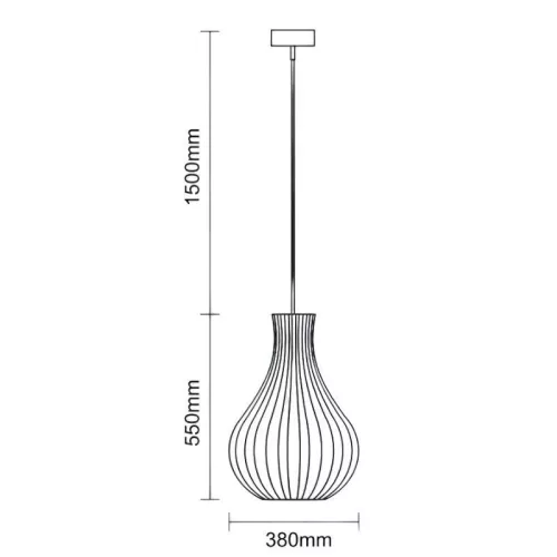 Függesztett lámpa tömör barnásfekete fa E27, 60W, 380x550 mm - WRE092