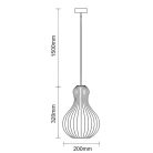 Tömör fa függőlámpa E27 foglalat, max. 60W, 200x320 mm - WRE111