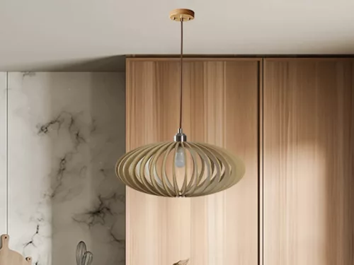 Tömör fa függőlámpa E27 foglalat, max. 60W, Ø450x190 mm - WRE121