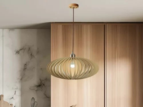 Tömör fa függőlámpa E27 foglalat, max. 60W, Ø450x190 mm - WRE121