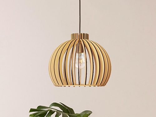 Függesztett lámpa tömör barnásfekete fa E27, 60W, Ø330x275 mm - WRE141