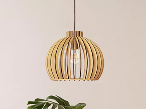 Függesztett lámpa tömör barnásfekete fa E27, 60W, Ø330x275 mm - WRE141