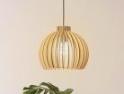Függesztett lámpa tömör barnásfekete fa E27, 60W, Ø330x275 mm - WRE141