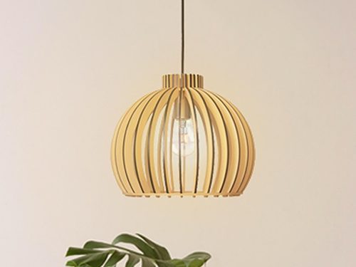 Függesztett lámpa tömör barnásfekete fa E27, 60W, Ø330x275 mm - WRE141