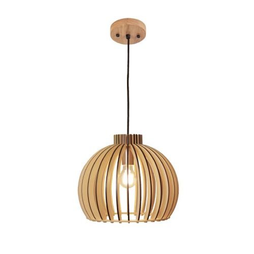 Függesztett lámpa tömör barnásfekete fa E27, 60W, Ø330x275 mm - WRE141