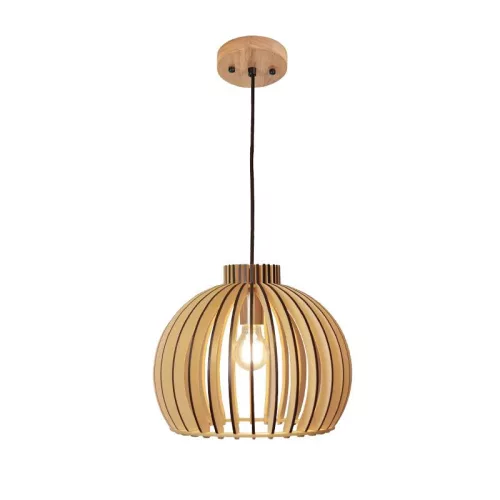 Függesztett lámpa tömör barnásfekete fa E27, 60W, Ø330x275 mm - WRE141