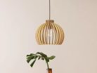 Függesztett lámpa tömör barnásfekete fa E27, 60W, Ø330x275 mm - WRE141