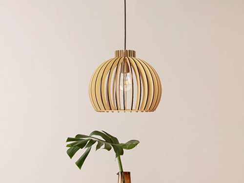 Függesztett lámpa tömör barnásfekete fa E27, 60W, Ø330x275 mm - WRE141