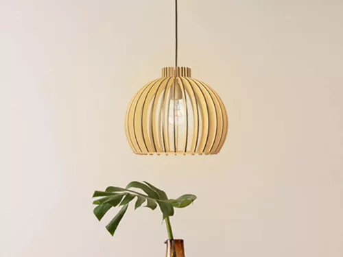 Függesztett lámpa tömör barnásfekete fa E27, 60W, Ø330x275 mm - WRE141