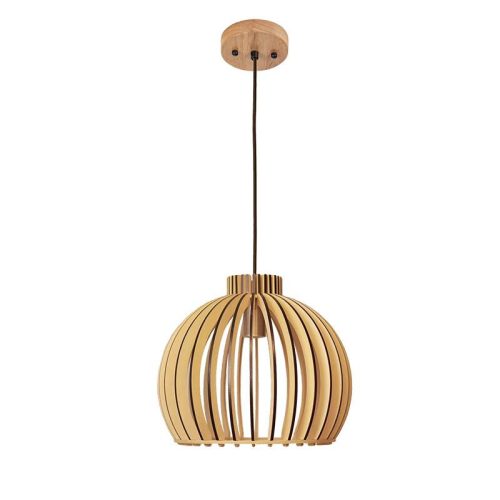 Függesztett lámpa tömör barnásfekete fa E27, 60W, Ø330x275 mm - WRE141