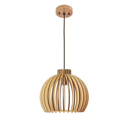 Függesztett lámpa tömör barnásfekete fa E27, 60W, Ø330x275 mm - WRE141