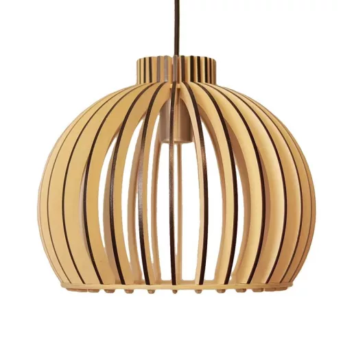 Függesztett lámpa tömör barnásfekete fa E27, 60W, Ø330x275 mm - WRE141