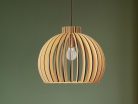 Függesztett lámpa tömör barnásfekete fa E27, 60W, Ø450x345 mm - WRE142